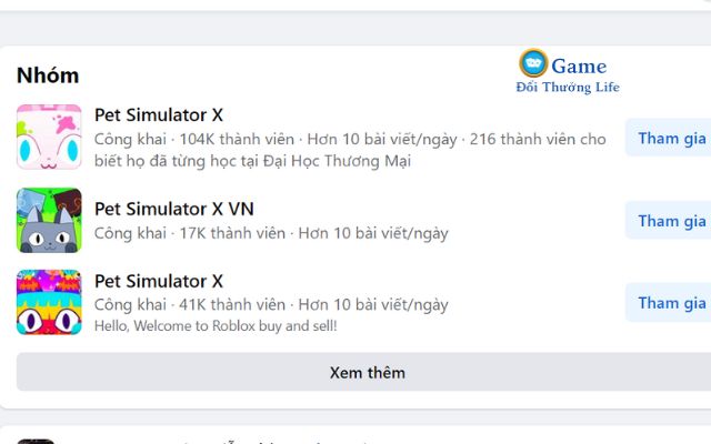 Tham gia cộng đồng Game Pet Simulator X trên Facebook để nhận Code mới nhất